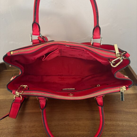Tory Burch Red Saffiano Robinson Double Zip Leather Tote - Picture 9 of 10
